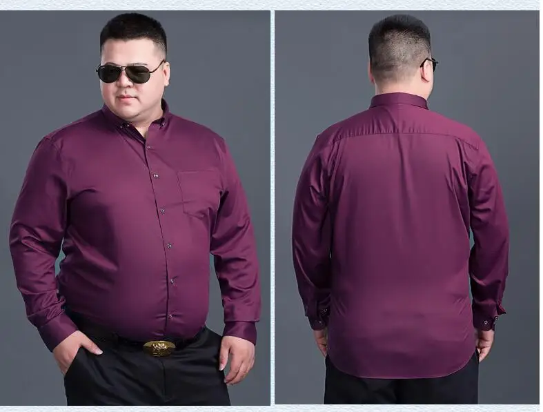 FAISIENS 5XL 8XL 10XL 12XL 14XL большой размер Мужская рубашка с длинными рукавами фиолетовая черная синяя деловая официальная Мужская офисная рубашка