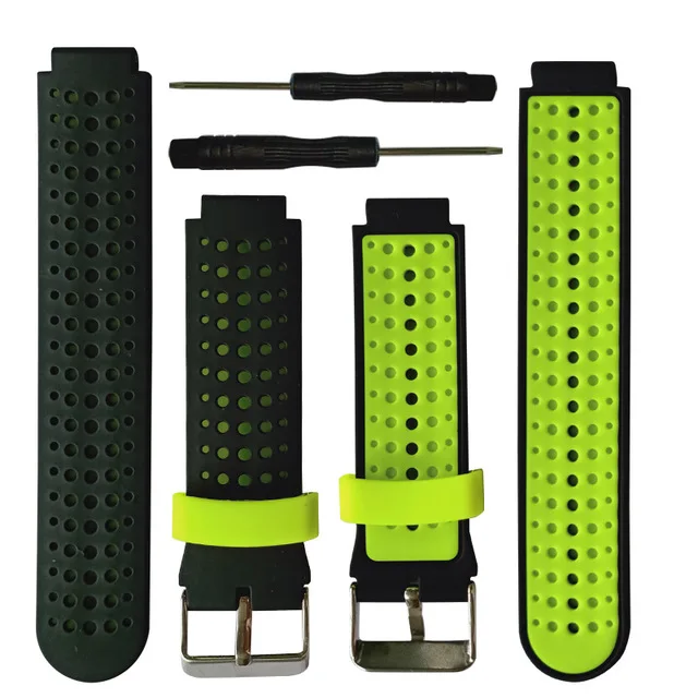 Black green Сменный силиконовый ремешок для наручных часов Garmin Forerunner 235 630 230 gps часы напульсники браслет умные аксессуары - Цвет: Black green