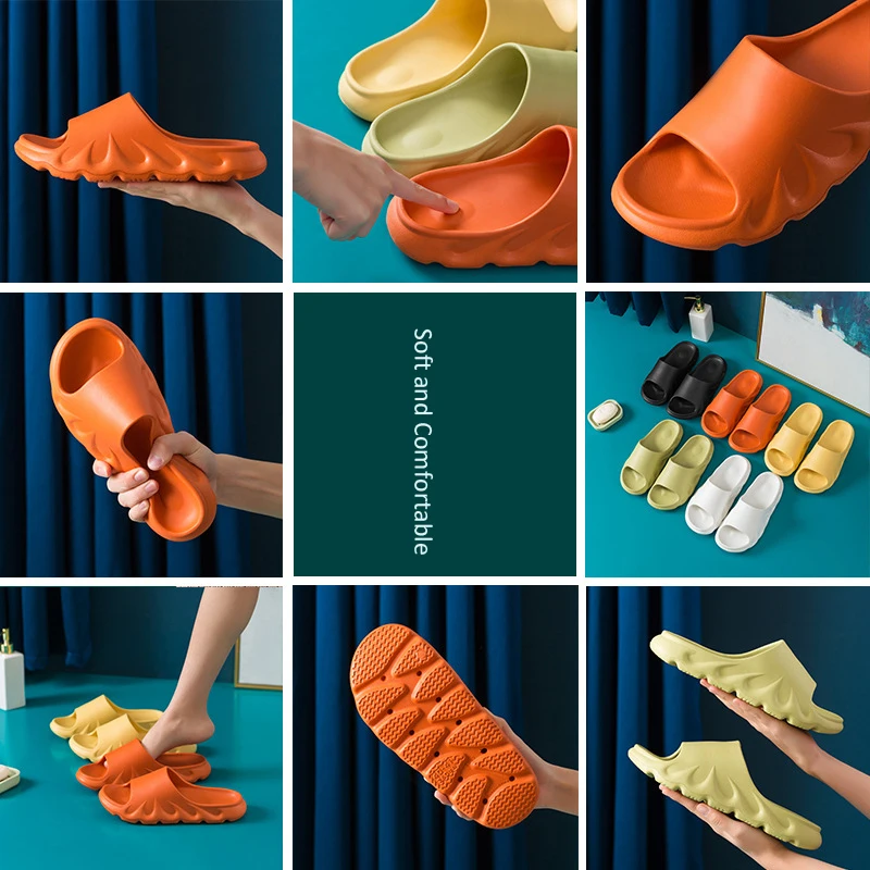 

Summer Women Thick Platform Slippers Casual Durable Soft Sole Slide Sandals Leisure Men Ladies Indoor Bathroom Anti-slip Shoes