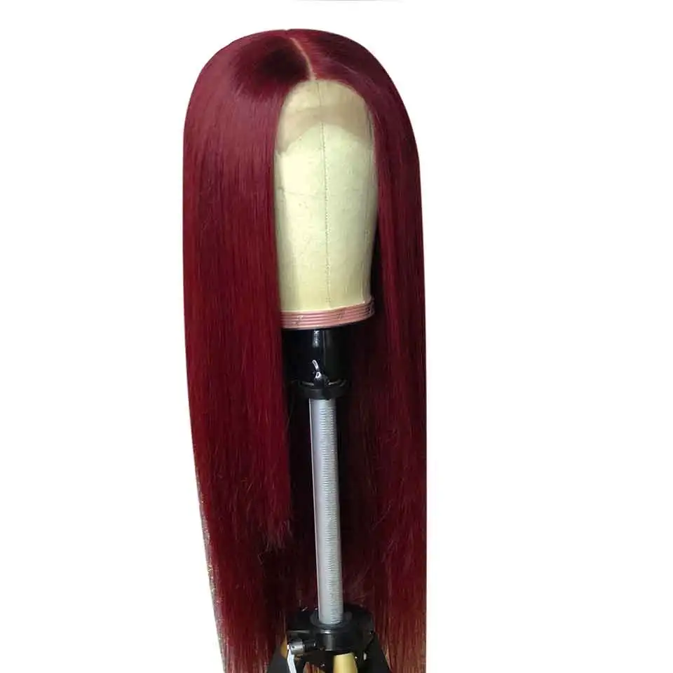 99J Color Wig 13X4 613 блондинка красный бордовый 99J розовый цвет прямые 150% Синтетические волосы на кружеве человеческих волос парики предварительно бразильский Реми FreeGift - Цвет: 99J Color Wig