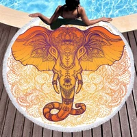 round beach blanket elephant tapestry picnic table cover beach towel tassel beach cloths beach towels for photo background