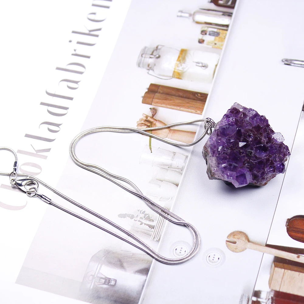 Натуральный кварц ожерелье необработанный аметист кластера с подвесками и