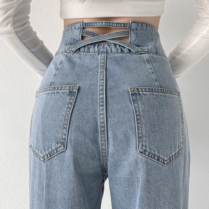 

High-waisted Jeans Female New Straight Loose Drape Spring Fall Full Length Mopping Baggy Wide-leg Pants Streetwear for Women
