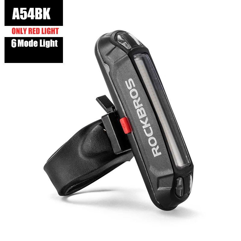 A54BK ROCKBROS велосипедный задний светильник, велосипедный USB Перезаряжаемый Подседельный штырь, вилка, светильник MTB Rode Bicycle, супер яркий светодиодный красный задний светильник, светильник-вспышка - Цвет: A54BK