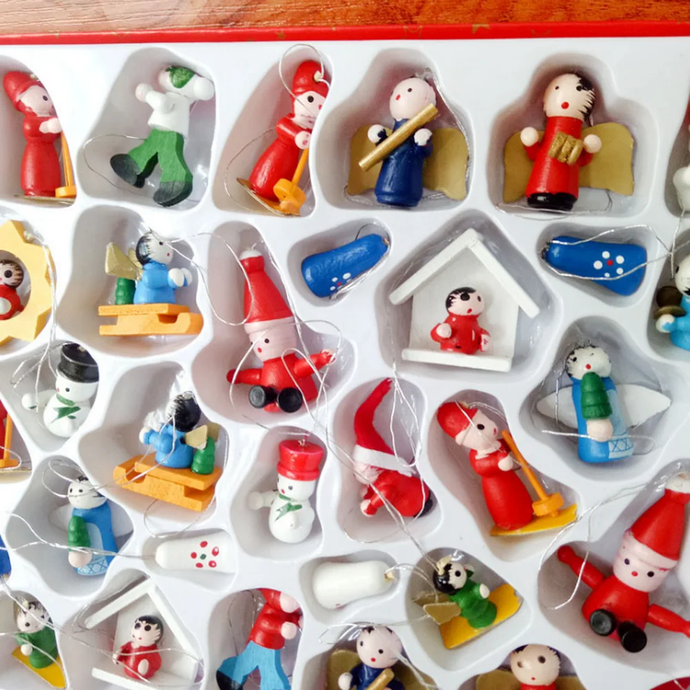 Рождественские украшения деревянные Подвески 48 шт./компл. DIY ручная роспись 3 5 см