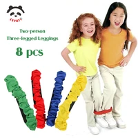 8 pcs outdoor sports team games buckle velcro elastic foot strap partner supplies two person three legged leggings equipment