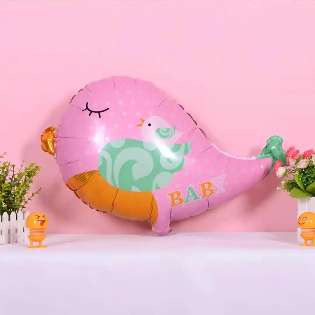 

22 Inch Cute Pink Green Bird Balloons Cartoon Animal Foil Balloon Birthday Party Decor Kids Toys Children's Day Graduation