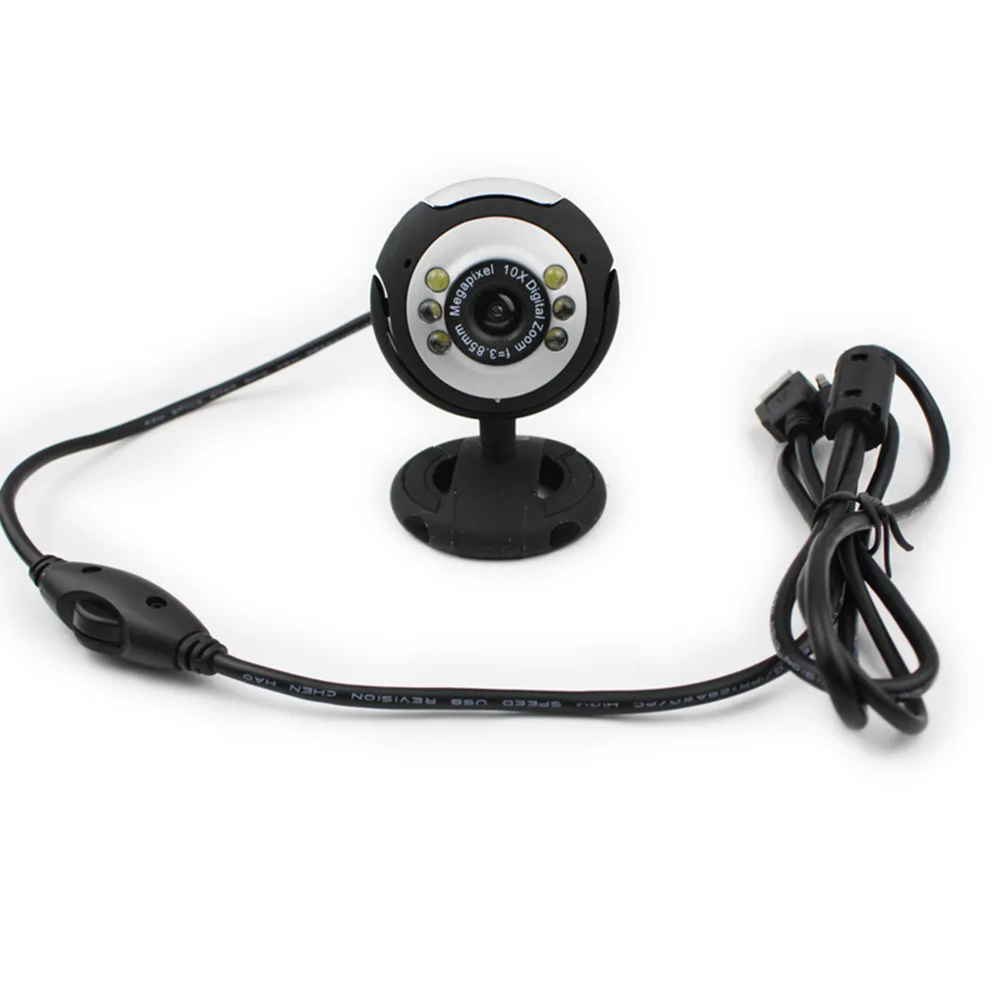 USB веб-камера 6 СВЕТОДИОДНЫЙ Ночник светильник Buit-in Mic Clip Cam Веб-камера для ПК