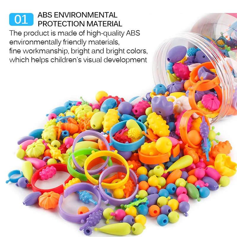 

Beads Toys 260/500/1000pcs Bracelets Necklace Jewelry Making Kit DIY Accessories Puzzle Kids Handmade Jewelry Bracelets Toys set