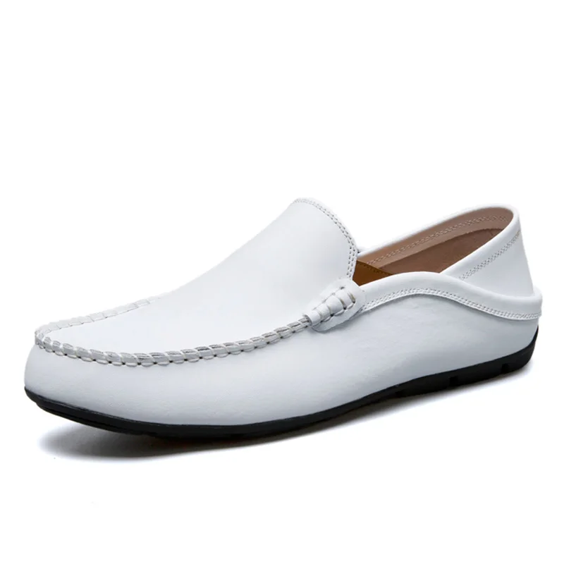 Мужские лоферы; кожаная мужская повседневная обувь; zapatos de hombre mocasines; слипоны; цвет белый, черный; сезон весна-осень; buty meskie; большие размеры 46, 47