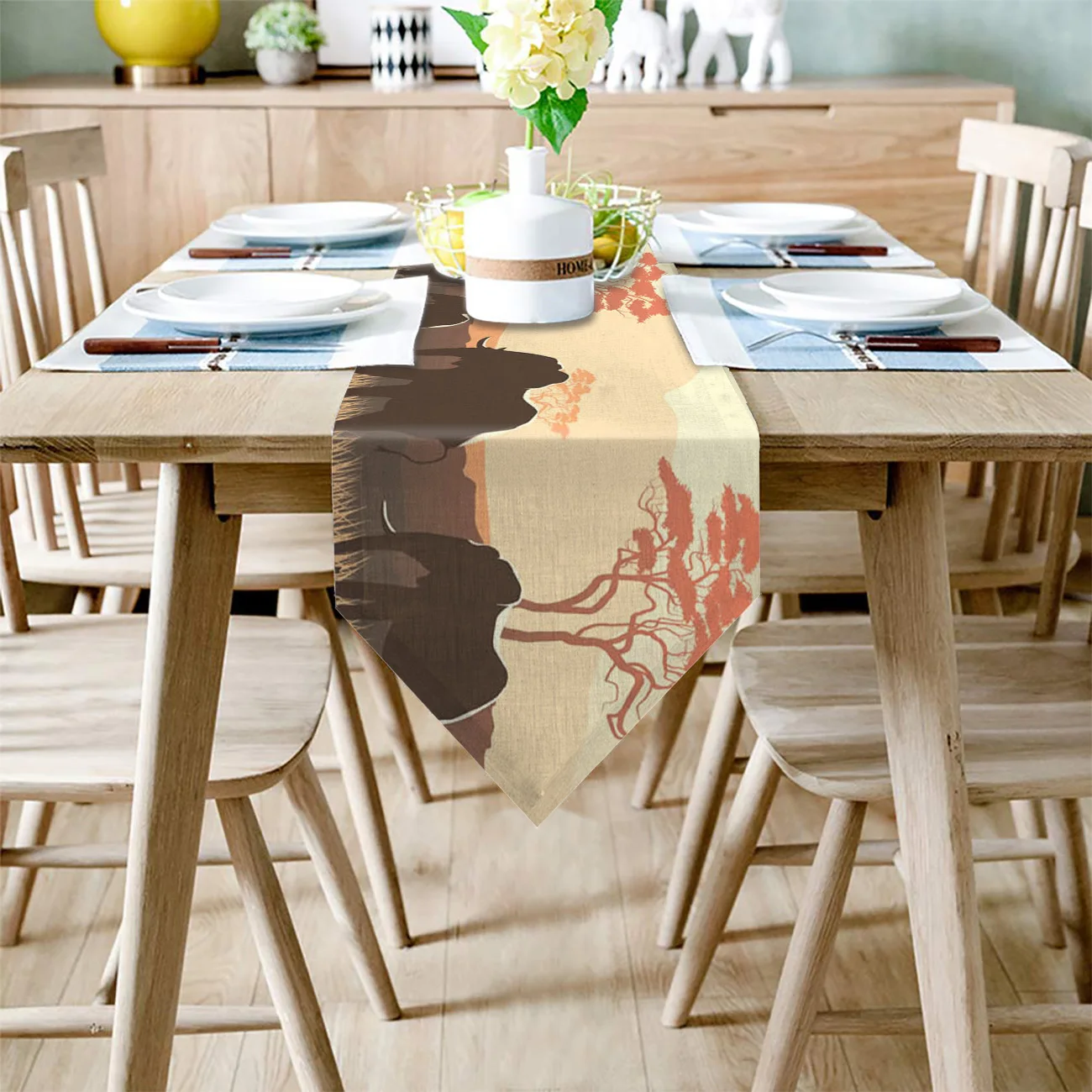 Современная настольная дорожка со слонами и африканскими животными Настольная