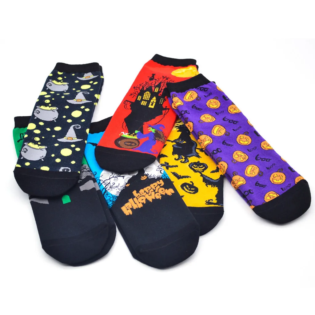 Носки до колена с рисунком летучих мышей тыквы хлопковые Смешные для