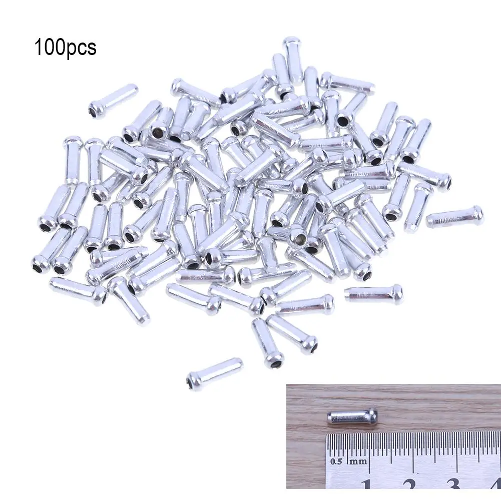

100pcs MTB Bike Bicycle Brake Cable Tips Bicycle Brake Aluminum Alloy Shifter Inner Cable Tips Wire End Cap Crimps Sliver Parts