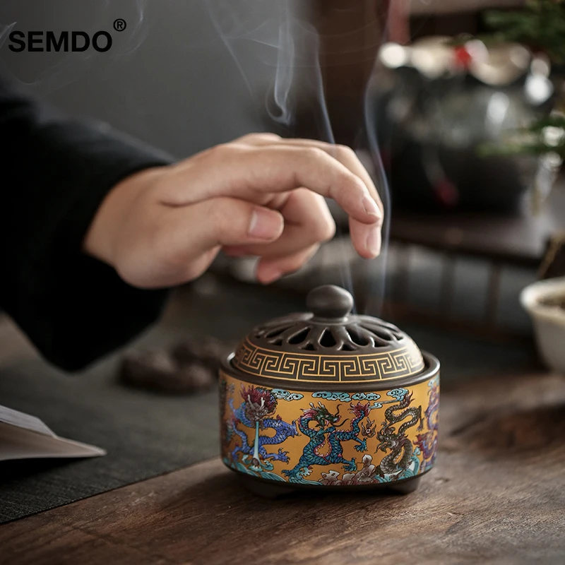 Эмалированная керамическая курильница SEMDO для благовоний домашняя из агара