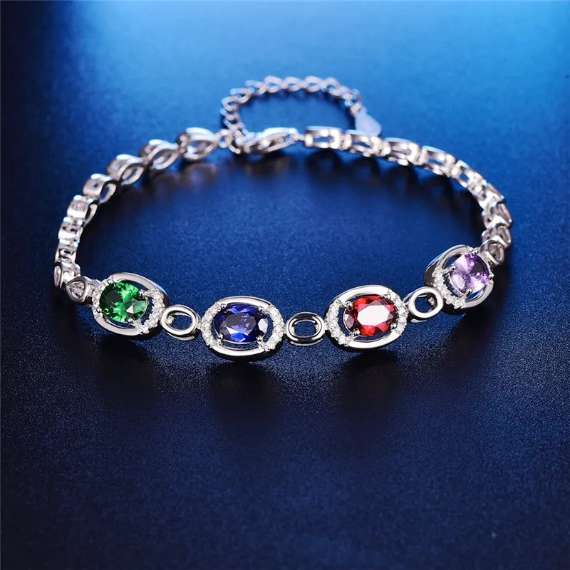 Браслет JQUEEN из искусственного граната изумруда танзанита топаза камня женский