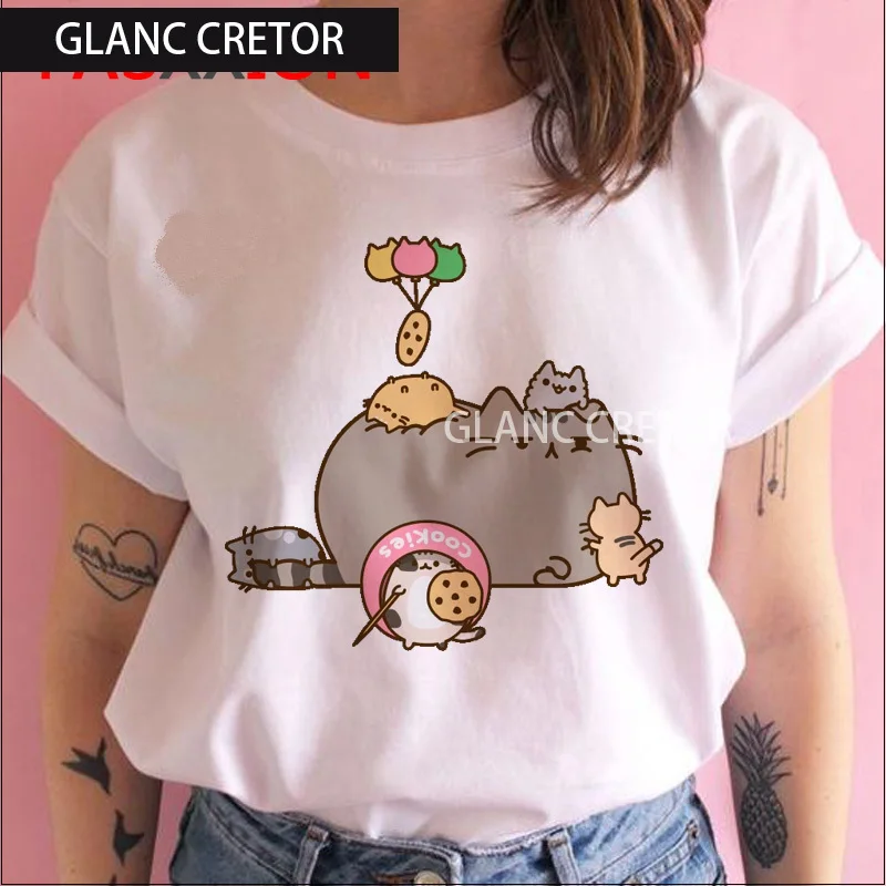 

Harajuku korean funny Casual tshirt female ulzzang Graphic print short sleeve t-shirt top the cat kawaii t shirt women
