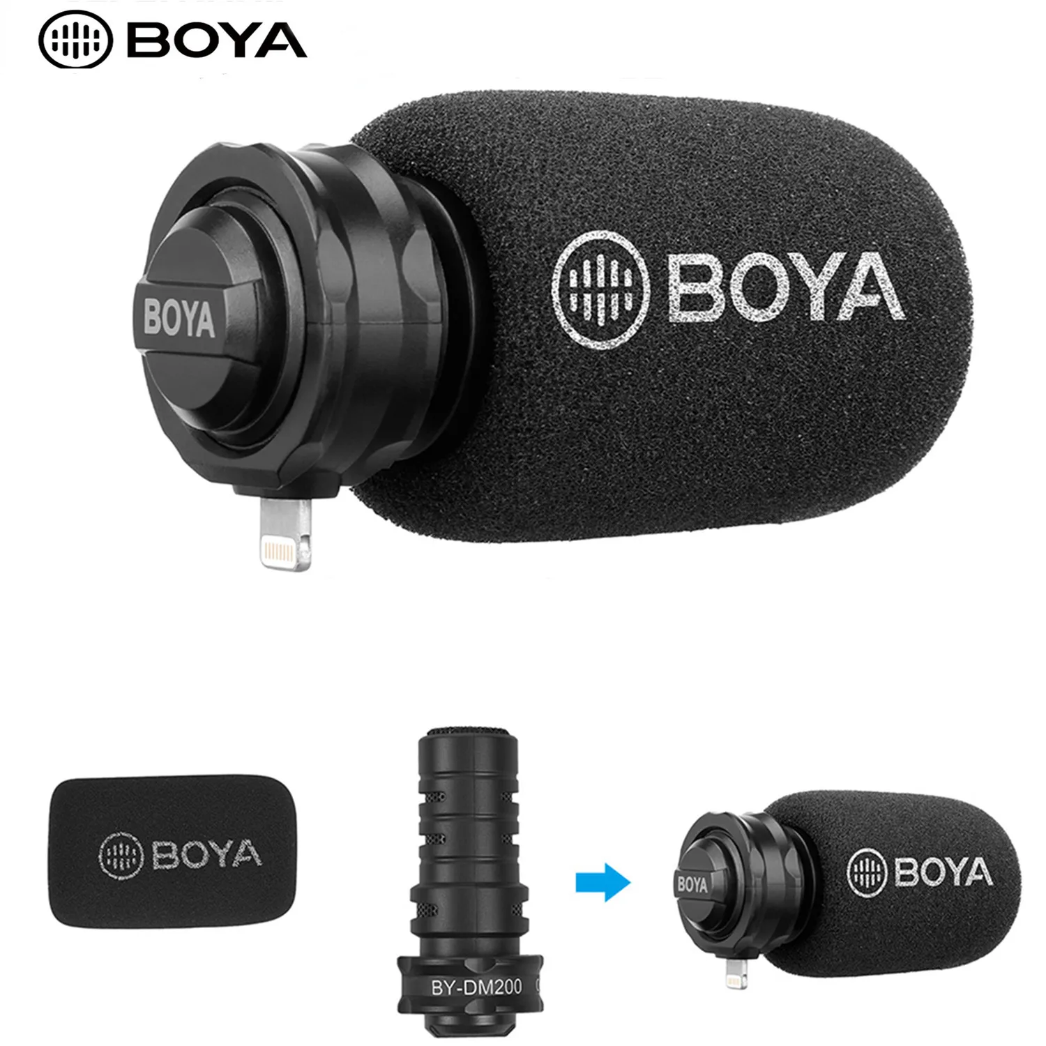 

BOYA BY-DM200 Stereo iPhone Condenser Microphone for Apple Lightning iPhone 8 x 7 7 plus iPad iPod Touch iOS Recording YouTube