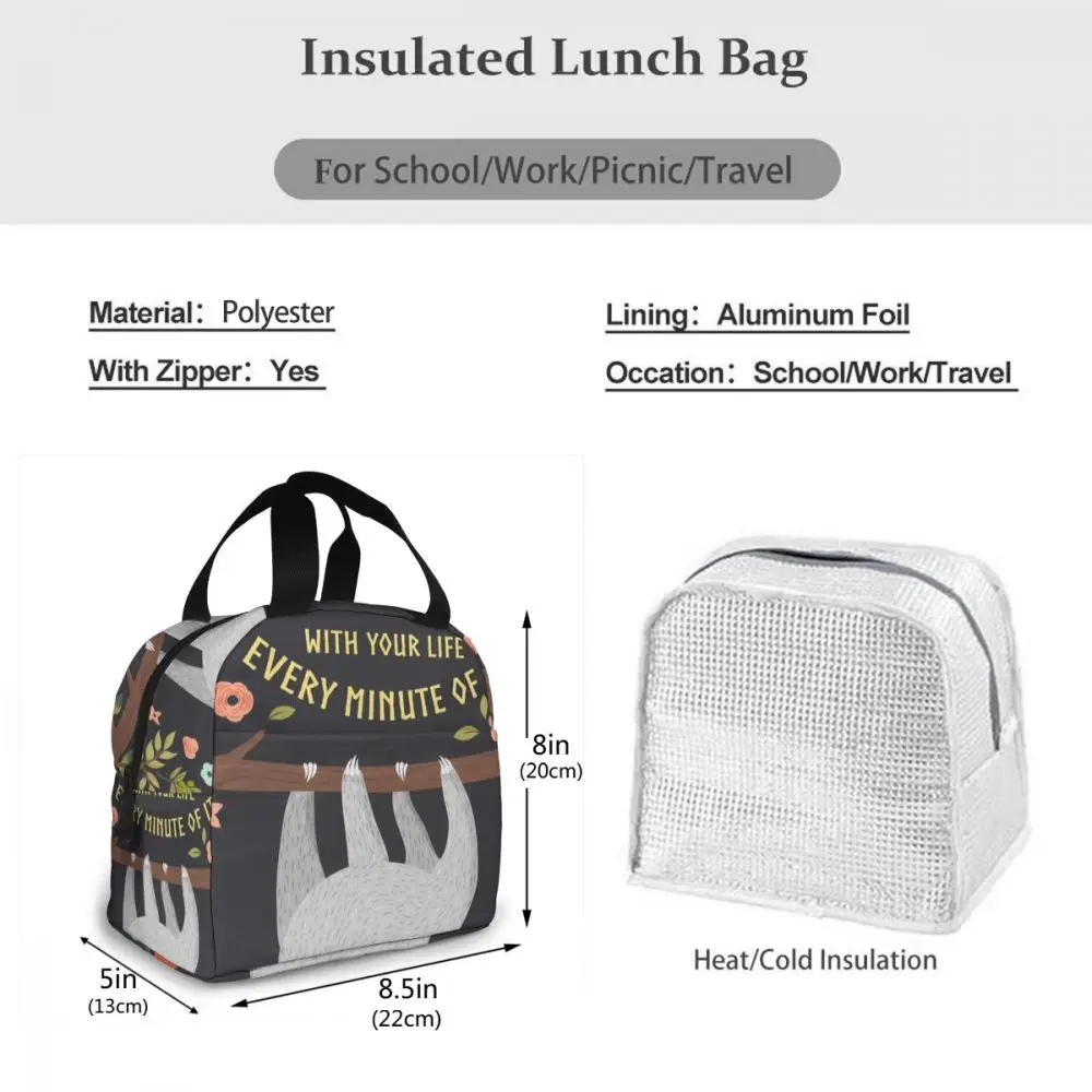 

Insulated Lunch Bag Thermal Sloth On Tree Tote Bags Cooler Picnic Food Lunch Box Bag For Kids Women Girls Men Children
