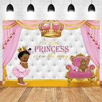 pink curtain headboard golden crown royal chair newborn baby shower princess birthday backdrop photography background photozone