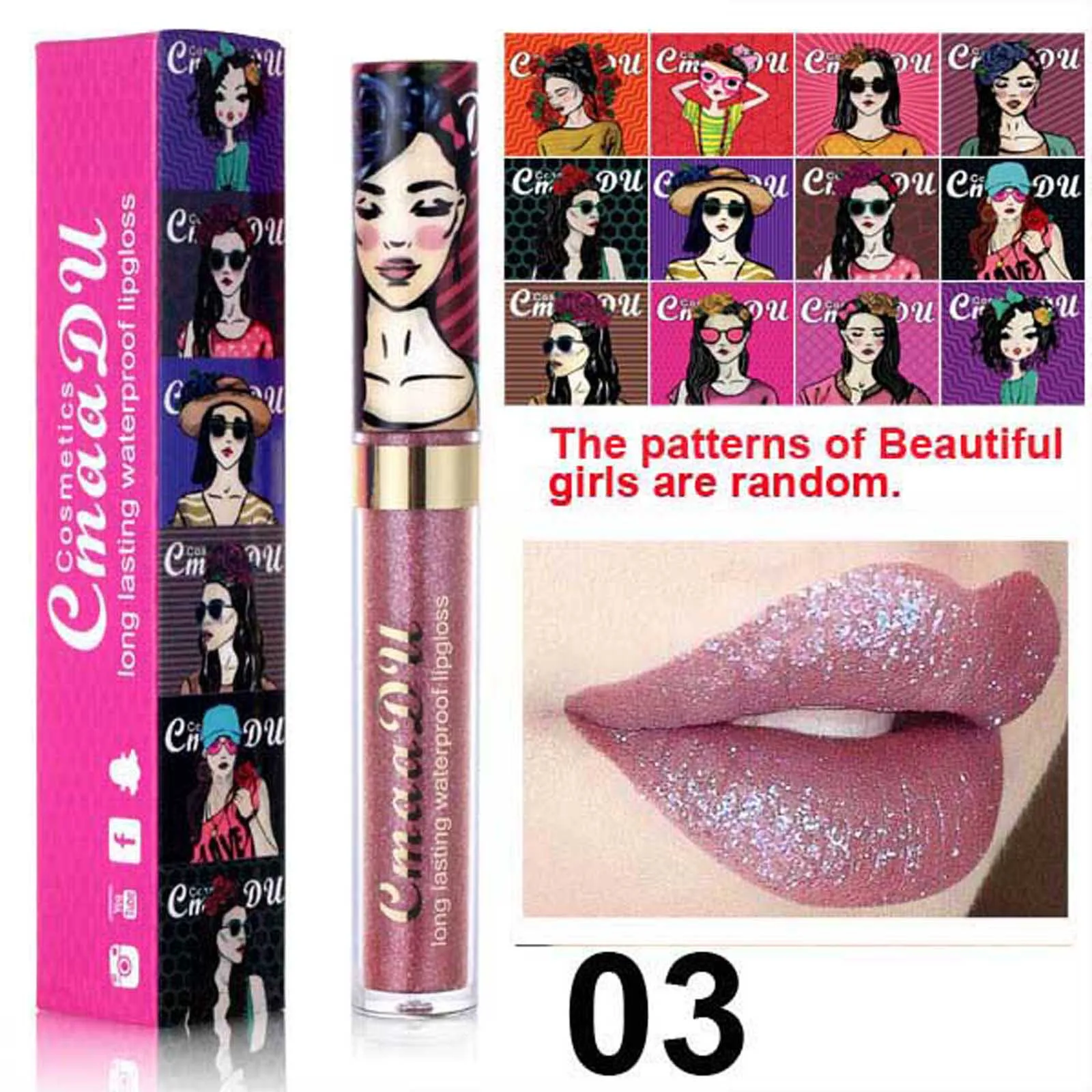 

11 Color Lipstick Long Lasting Waterproof Pearl Colour Lip Tint Sexy Shimmer Diamond Glitter Liquid Lip Gloss Lipsticks Cosmetic