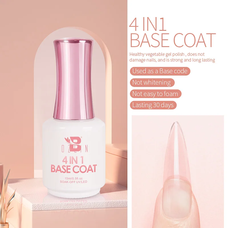 

4 In 1 Base Coat Function Soak Off LED UV Gel Nail Polish Long Lasting Nails Tip Glue Art Makeup Tools Varnish Manicure