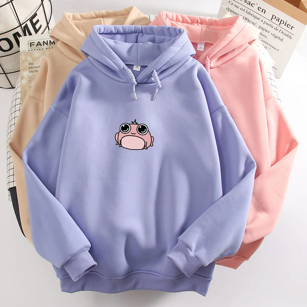 Pink Frog Hoodie Harajuku Casual Pullover Aesthetic Clothes Oversized Hoodies Women Long Sleeve Winter Cute Sweetshirt for Girls