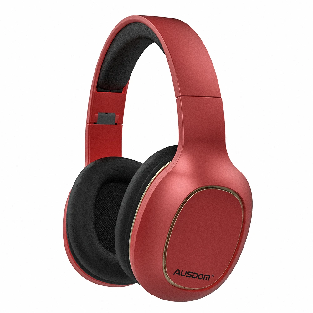 Ausdom M09, беспроводные наушники, Bluetooth 4,2, гарнитура, складные, глубокий бас, Bluetooth наушники для iPhone, Xiaomi, поддержка TF карты - Цвет: New Red.