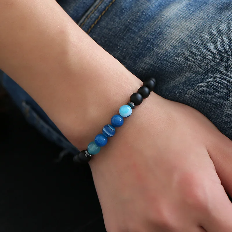 2019 Классический эластичный браслет из бусин с пятью натуральными камнями 8 мм