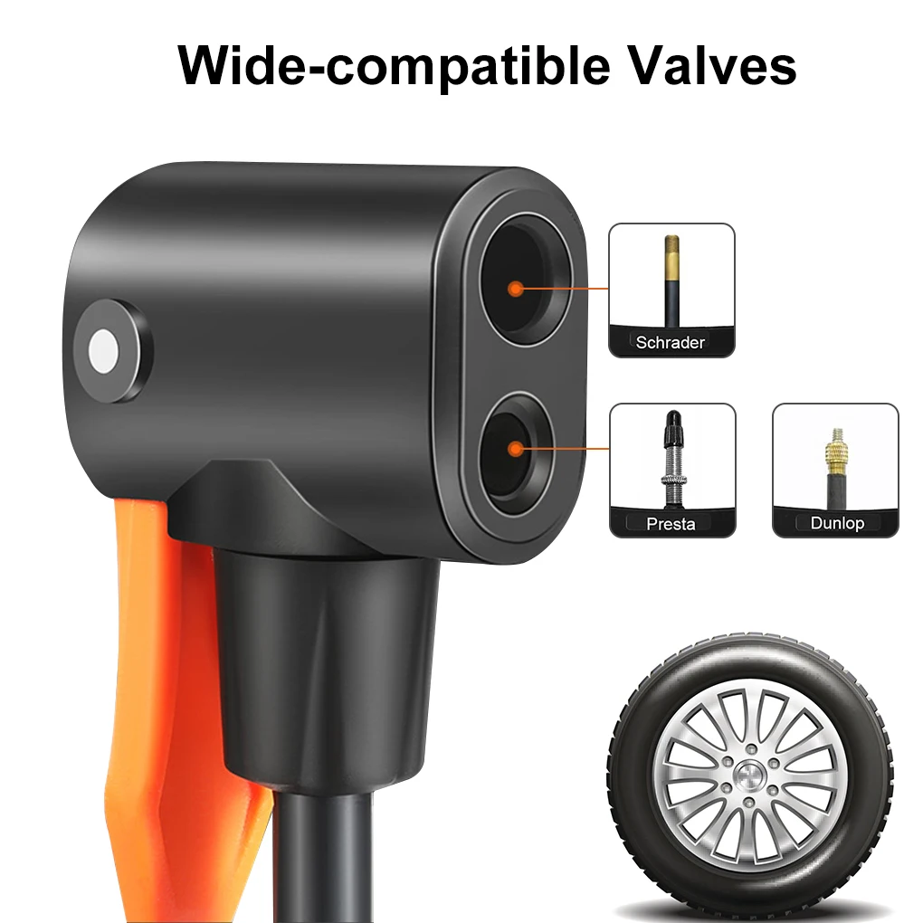 Portable Bicycle Pump with Pressure Gauge Mini Bike Air Foot Inflator Tire Cycling Compressor Adapter Repairing Tools | Спорт и