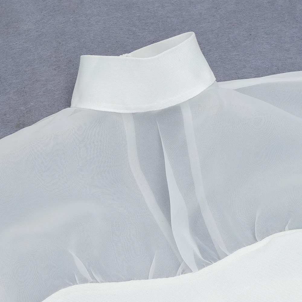 

High Quality Dress Set 2021 Spring New Organza Long-sleeved White Princess Trumpet Mermaid Dress Elastic Lantern Sleeve Dresses