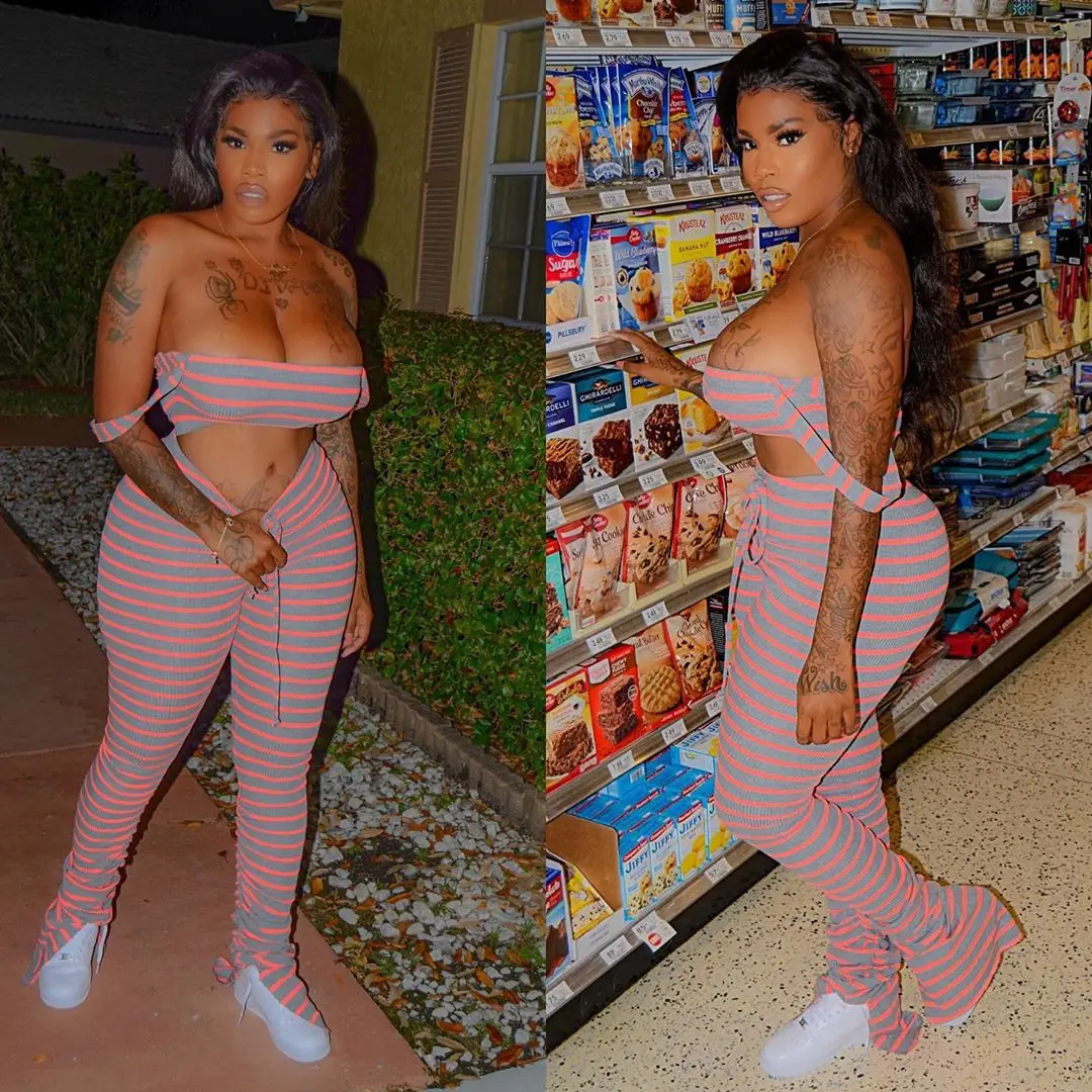 

2021 Summer Women's Sexy Pit Strip Tie-Dye Buttocks Folds Split Micro Horn Two-Piece Suit