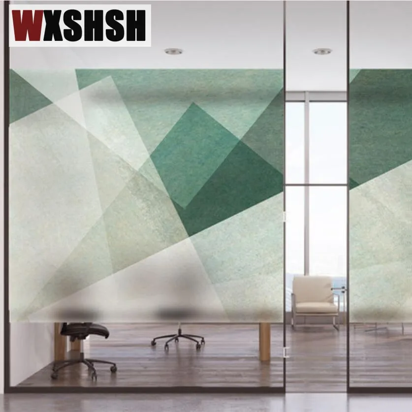 Статическое приклеивающееся стекло размером 90 см x 100 с геометрическим рисунком