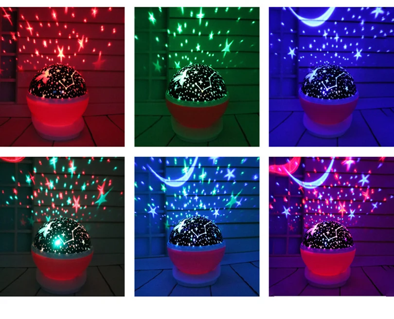 RGB Светодиодный проекционный светильник Единорог USB на батарейках Ночной детский