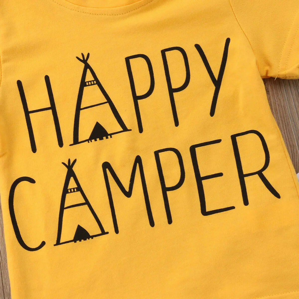 Футболки с короткими рукавами и принтом HAPPY CAMPER для детей от 0 до 24 месяцев Топы +