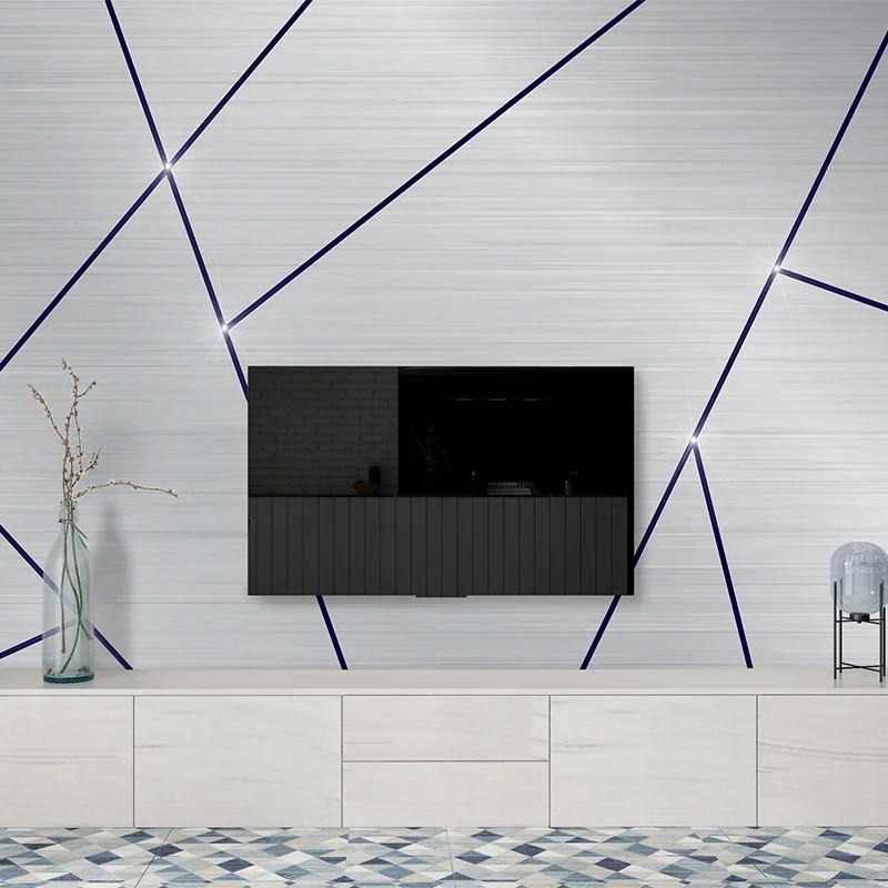 3D геометрические металлические линии росписи простой современный офис