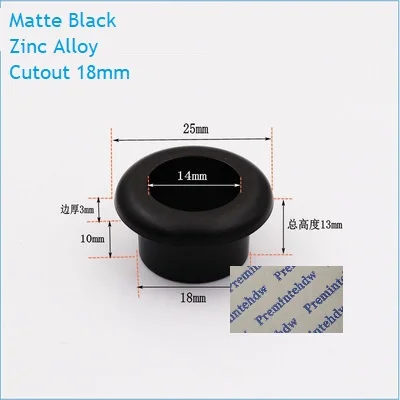 Zinc Black 18mm 4 шт./лот Матовый Черный Хром Цинк пластиковый настольный втулка фланец кабельный выход аккуратная Заглушка с отверстием для проводов щетка управления - Цвет: Zinc Black 18mm