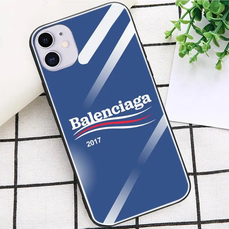 

Luxury Brand B-Balenciaga Phone Case Glass Fundas Coque For IPhone 12 11 Pro Max Cases XR XS 7 8 Plus Cover Carcasa