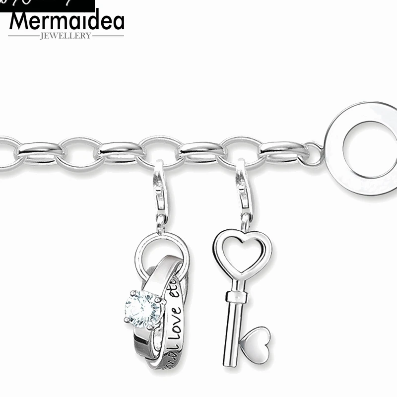 Женский браслет с подвеской Love Key серебряное покрытие 2020 пробы Модная бижутерия в