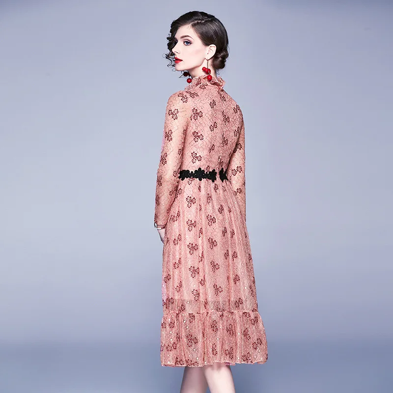 Женское платье с цветочным принтом розовое темно-зеленое бальное длинным