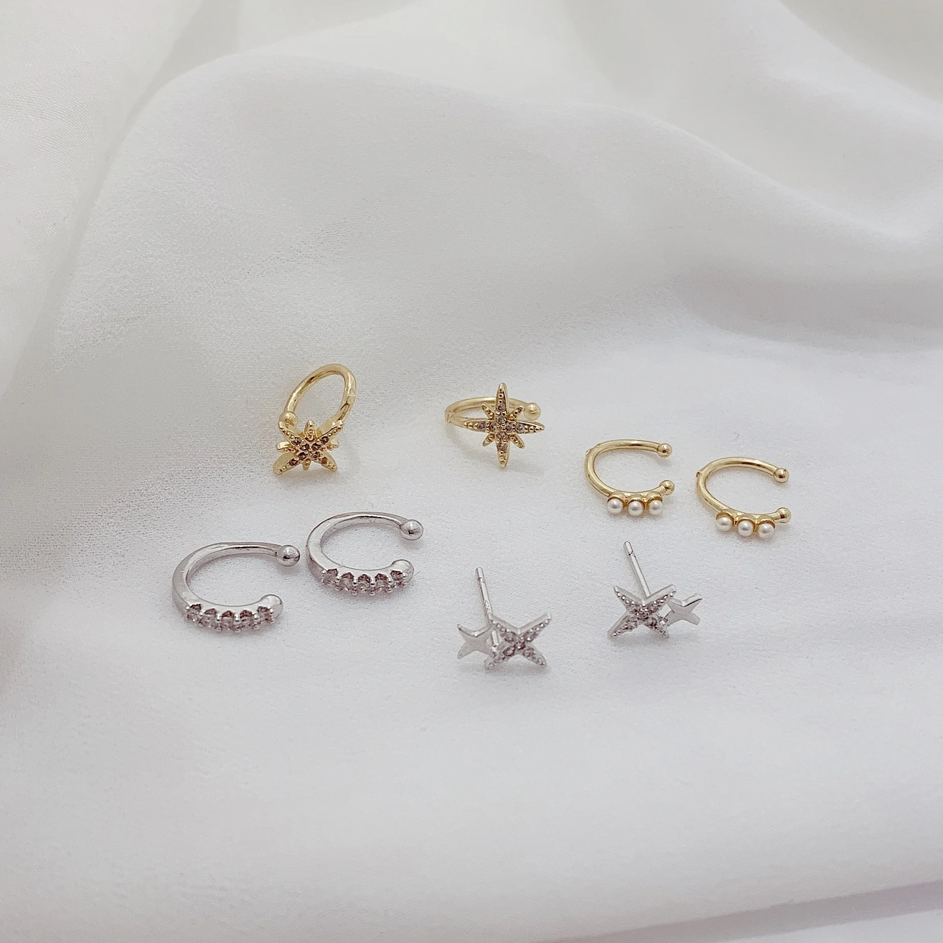 Южная Корея инди звезда шпильки ухо клип темпераментные Красивые серьги с