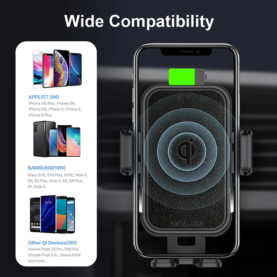 2 в 1 Быстрое беспроводное автомобильное зарядное устройство для Iphone XS samsung S10 QI 10 Вт Беспроводное зарядное устройство для автомобиля вентиляционное отверстие Dashbord держатель мобильного телефона