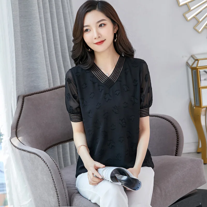 Women Blouse Plus Size Shirt Pullover Short Sleeve Top Blouse Women Clothes Fashion Woman Blouses 2020 Summer Women's Clothing