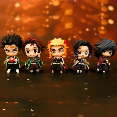 

Tanjirou Аниме фигурки рассекающих демонов Q версия Kamado сидящий киметасу No Yaiba Экшн фигурки кавайный мальчик детская игрушка подарок 6 мм аниме