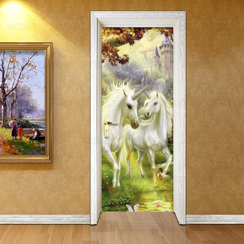 Наклейка на стену с изображением лошадей и леса | Дом сад