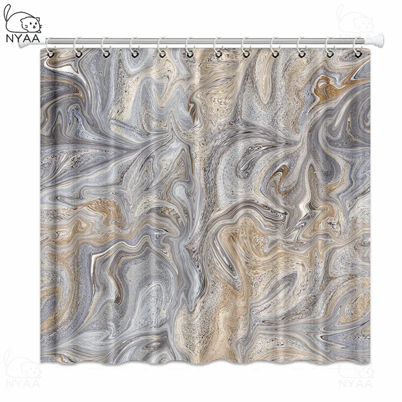 

Marble Texture Shower Curtains 3D Bathroom Shower Curtain Frabic Waterproof Polyester Bath Curtain With Hooks