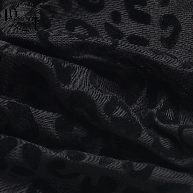 

INWOMAN Leopard Print Lace Transparent Sexy Party Long Sleeve Jumpsuit Women One Piece Outfit Bodycon Romper Slim Elastic Female