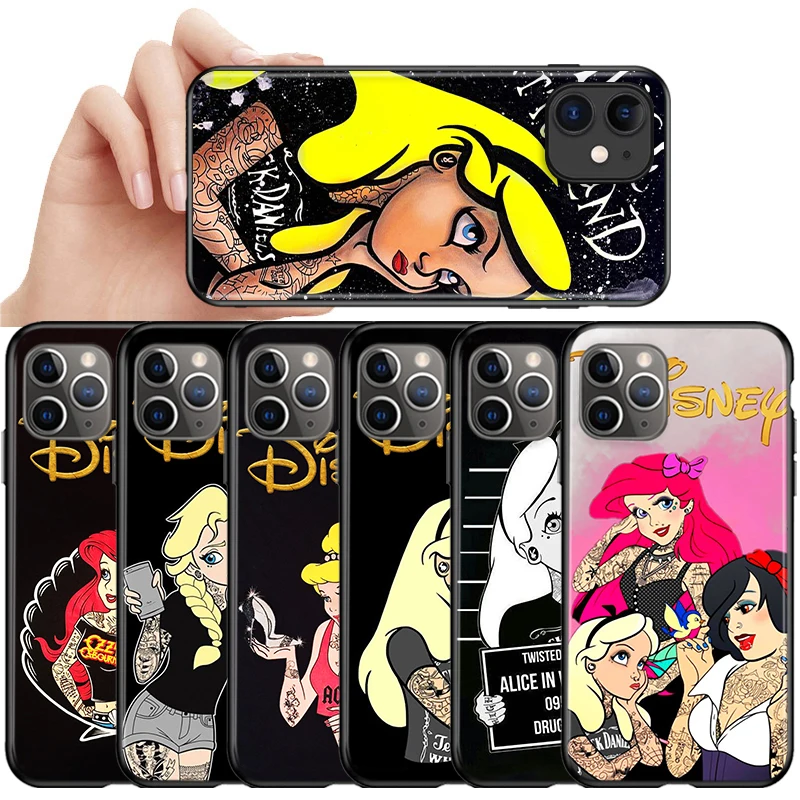 

Punk princess disney Silicone Cover For Apple iPhone 13 12 11 SE XS XR X 7 8 6 5 S mini Plus Pro MAX 2020 Black Phone Case