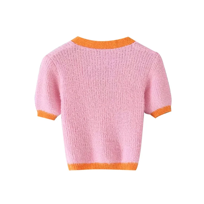Розовый кардиган kawaii, укороченные кардиганы для женщин, v-образный вырез, вязаный укороченный свитер, женские вязаные свитера, сексуальные милые свитера, винтажные осенние