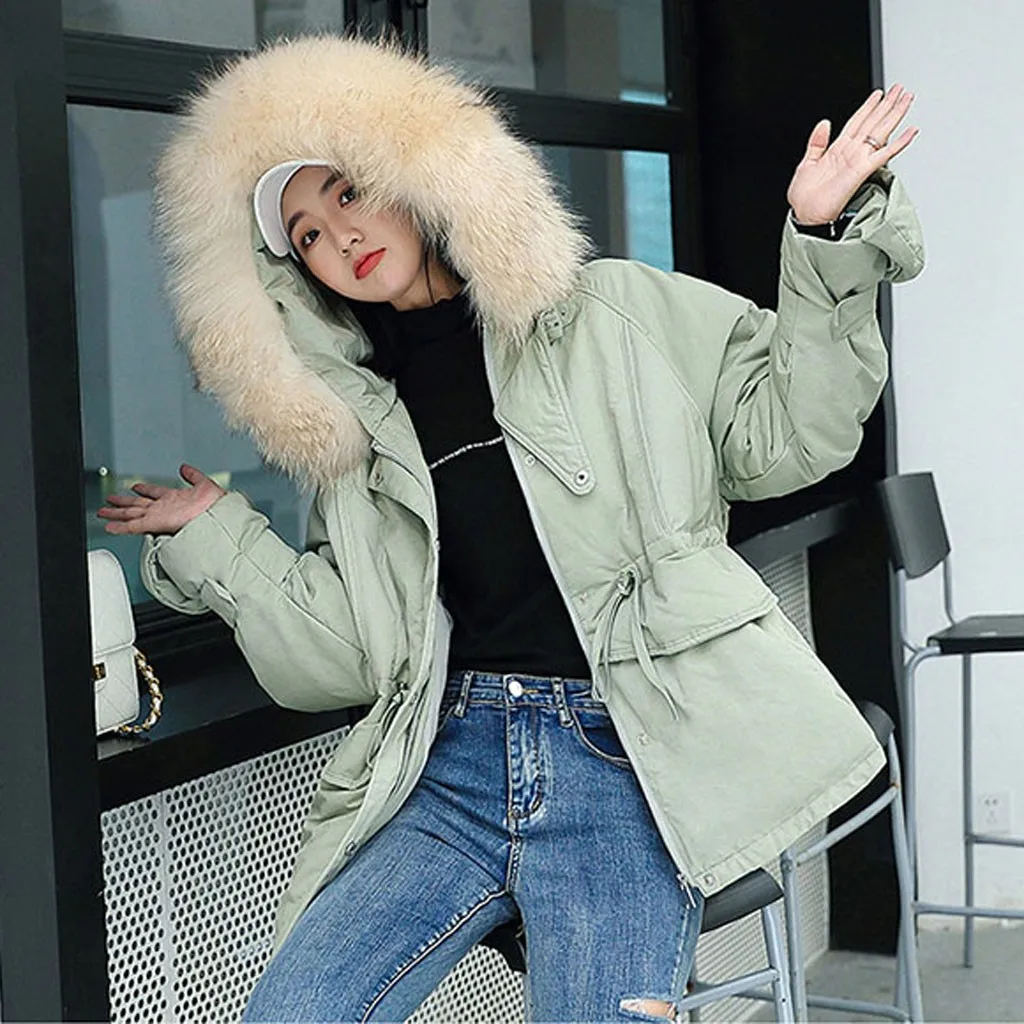 JAYCOSIN зимняя куртка парка Женская мода 2019 большой меховой воротник с капюшоном