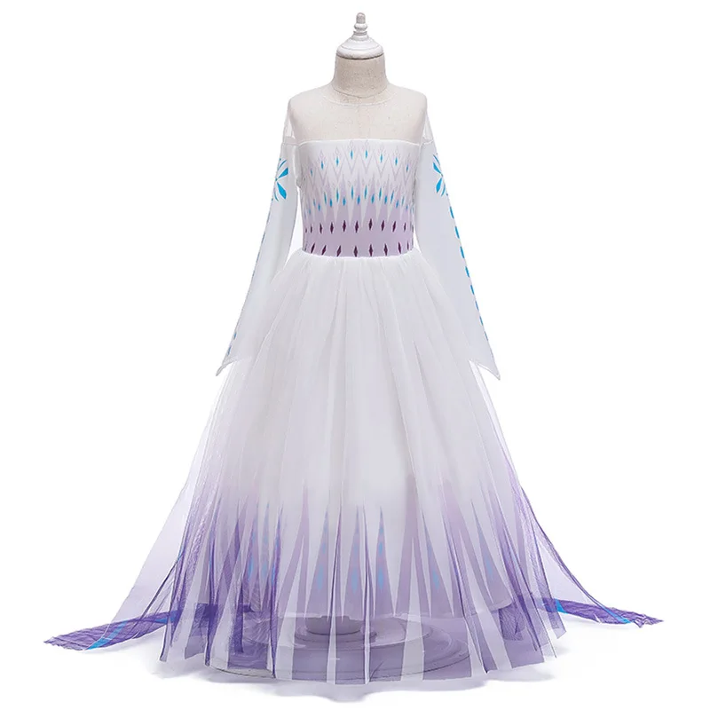 

Purple Party Girls Long Dress Blue Kids Fashion Princess Dresses Birthday Costume Halloween Mesh Wedding Dress Up Kids 3-12Y